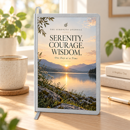 Serenity Courage Wisdom Recovery Journal – One Day at a Time Hardcover Sobriety Notebook