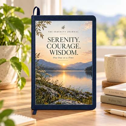 Serenity Courage Wisdom Recovery Journal – One Day at a Time Hardcover Sobriety Notebook