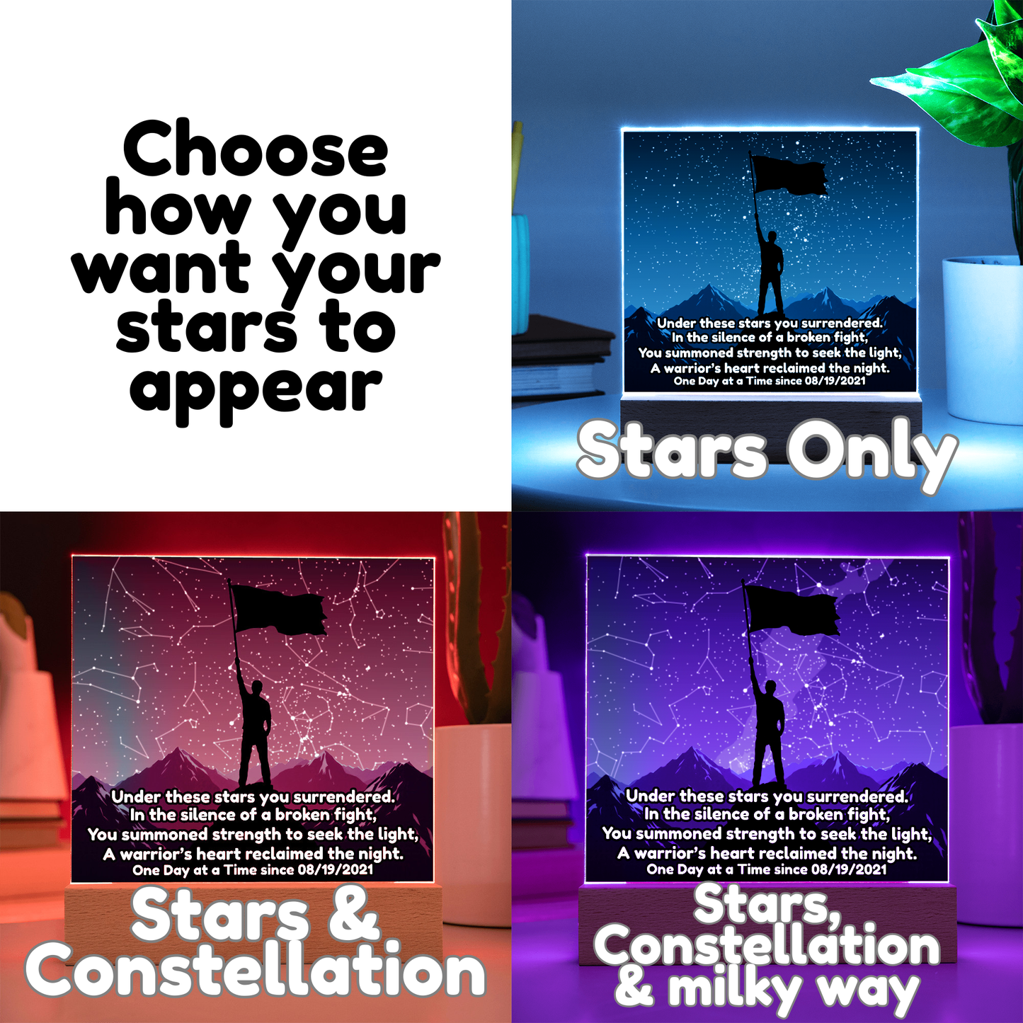 Under These Stars You Surrendered LED Sober Star Map