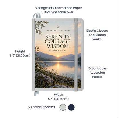 Serenity Courage Wisdom Recovery Journal – One Day at a Time Hardcover Sobriety Notebook