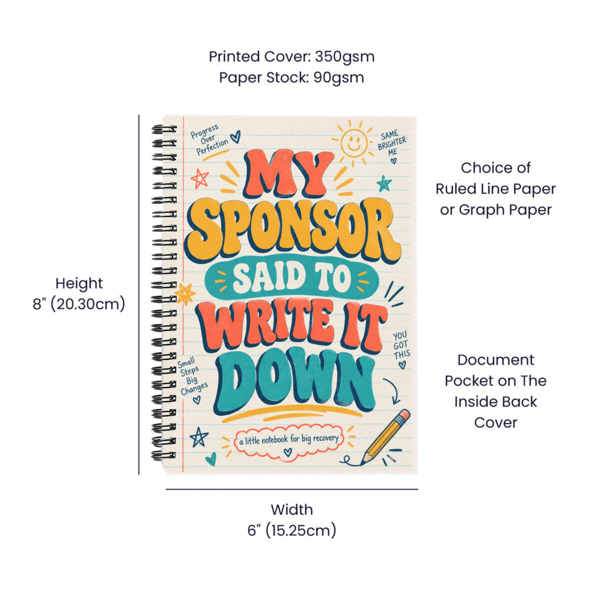 My Sponsor Said to Write It Down Recovery Journal – 6" x 8" Spiral Notebook for AA & NA Sponsee
