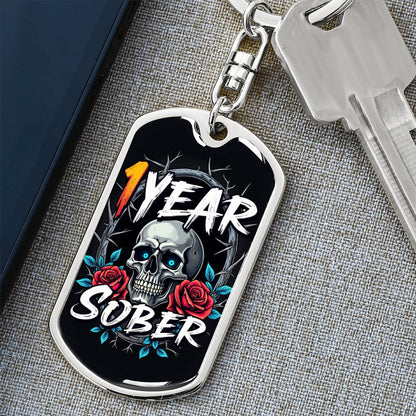 Custom 1 Year Sober Keychain - Sobriety Milestone Gift for Recovery For Alcoholics Anonymous
