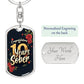 10 Year Sobriety Keychain Gift