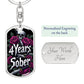 4 Years Sober Keychain - Personalized Recovery Gift with Engraving