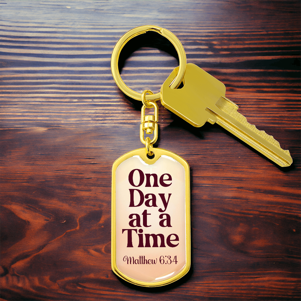 One Day at a Time Sobriety Keychain