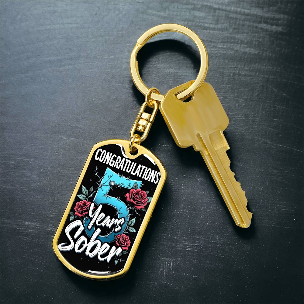 5 Years Sober Keychain ~ Sobriety Milestone Gift