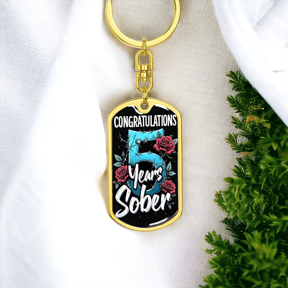 5 Years Sober Keychain ~ Sobriety Milestone Gift