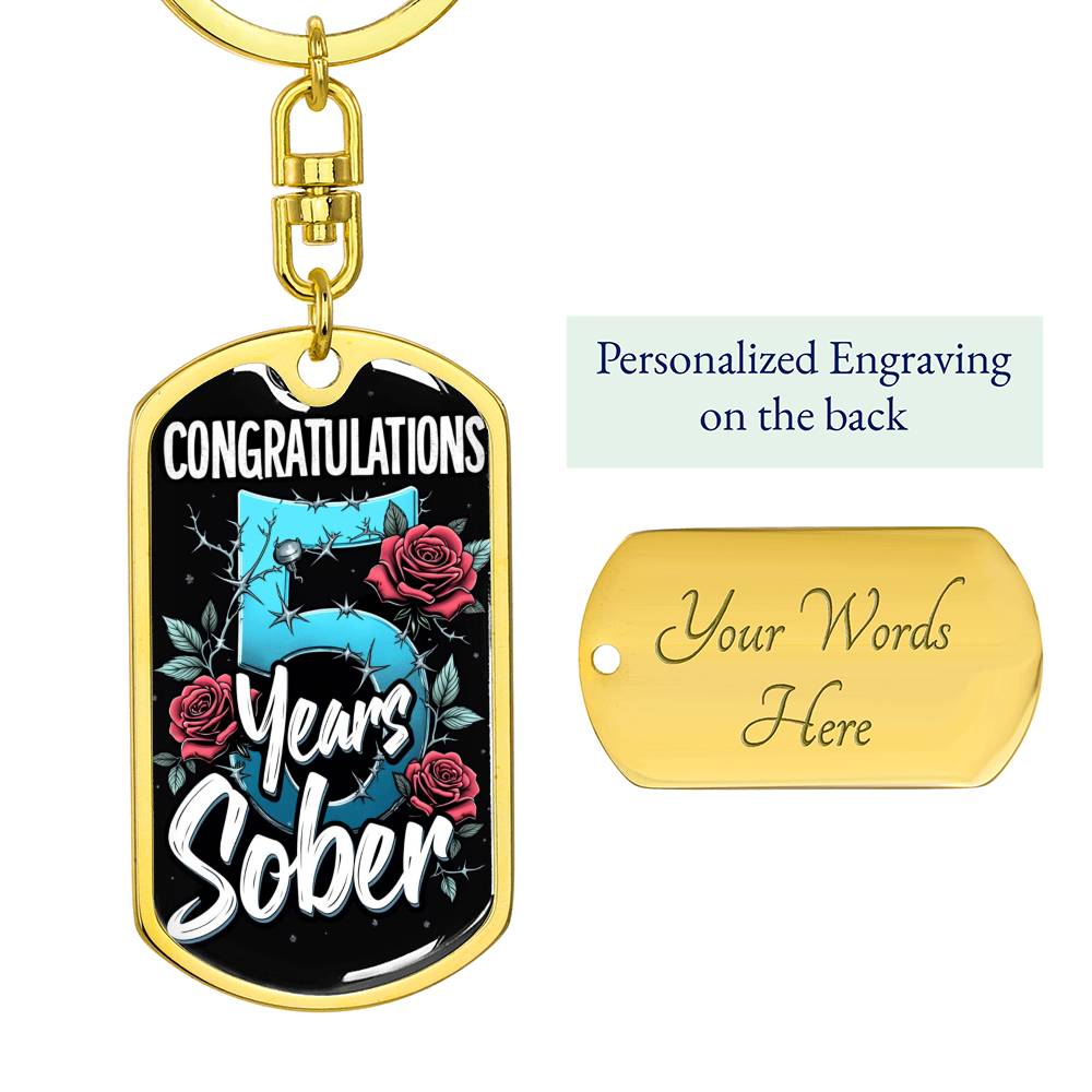 5 Years Sober Keychain ~ Sobriety Milestone Gift