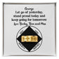Personalized ring set with gold-tone engraved band and message card in gift box