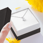 Necklace with small CZ pendant in open gift box