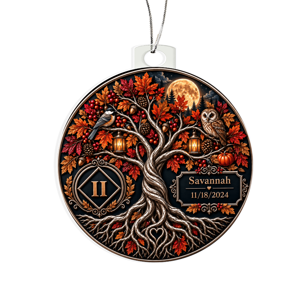 Personalized Recovery Milestone Ornament – Double-Sided Sobriety Keepsake with Photo