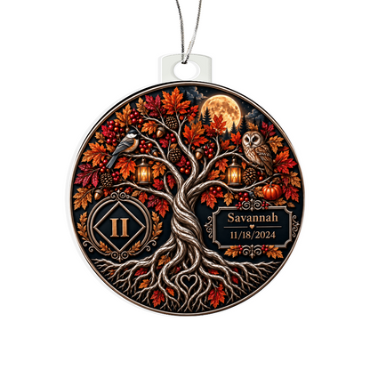 Personalized Recovery Milestone Ornament – Double-Sided Sobriety Keepsake with Photo