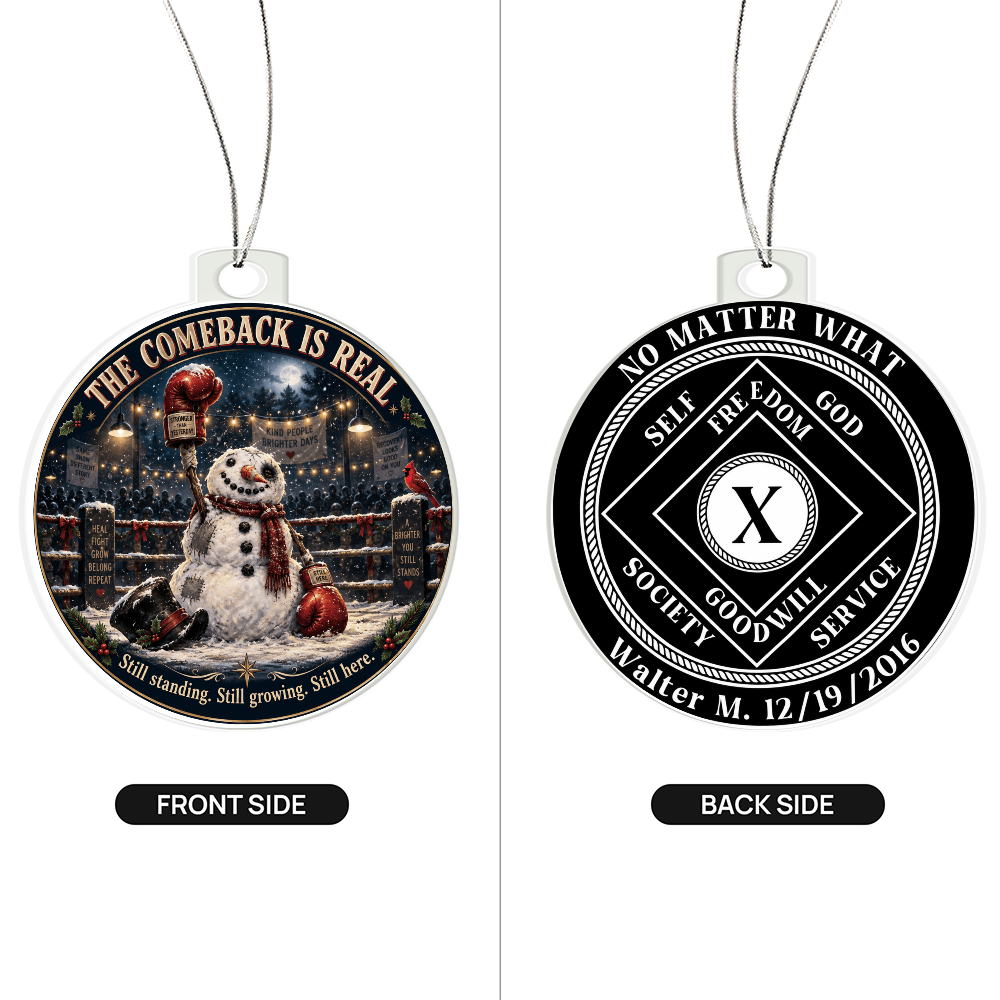 The Comeback Is Real Personalized Recovery Ornament – Custom Clean & Sober Milestone Keepsake