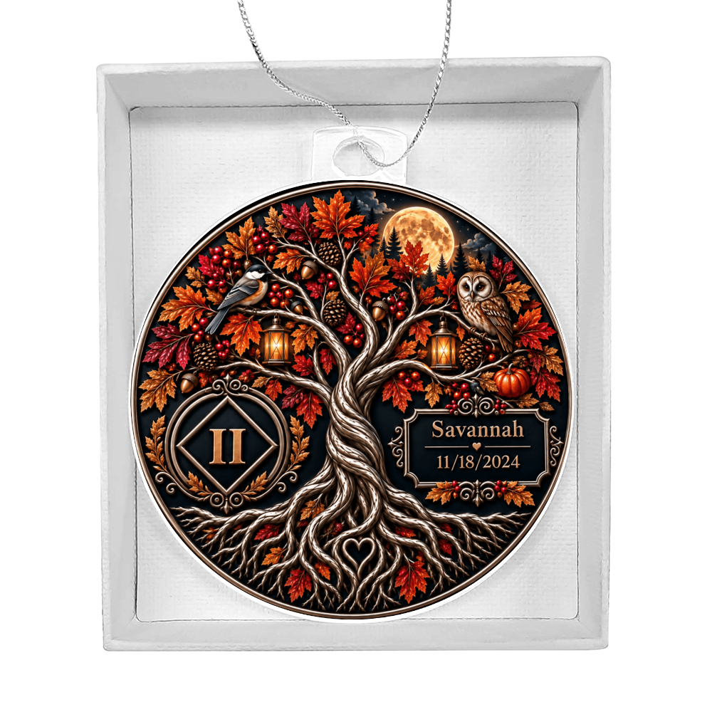 Personalized Recovery Milestone Ornament – Double-Sided Sobriety Keepsake with Photo