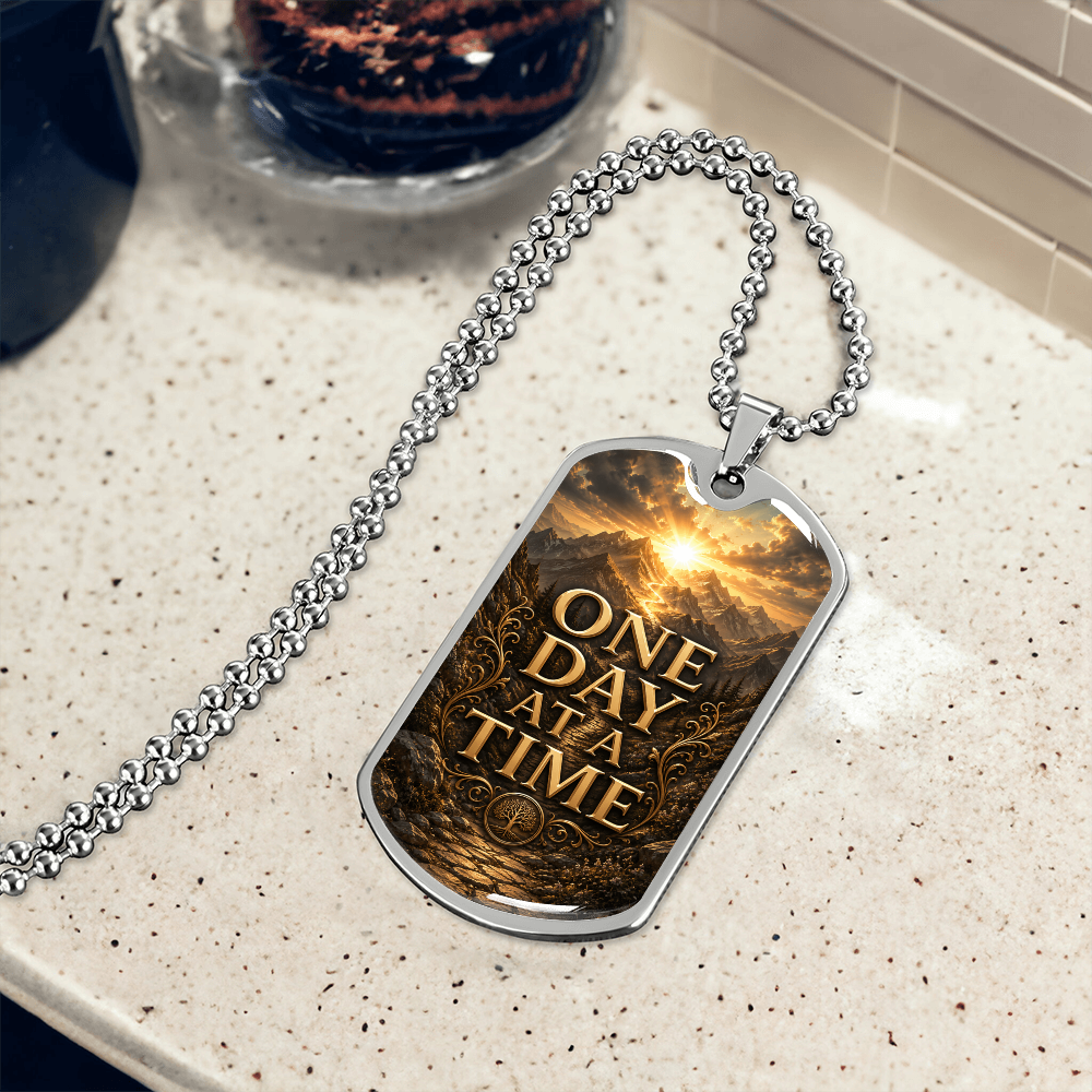 One Day At A Time Dog Tag Necklace