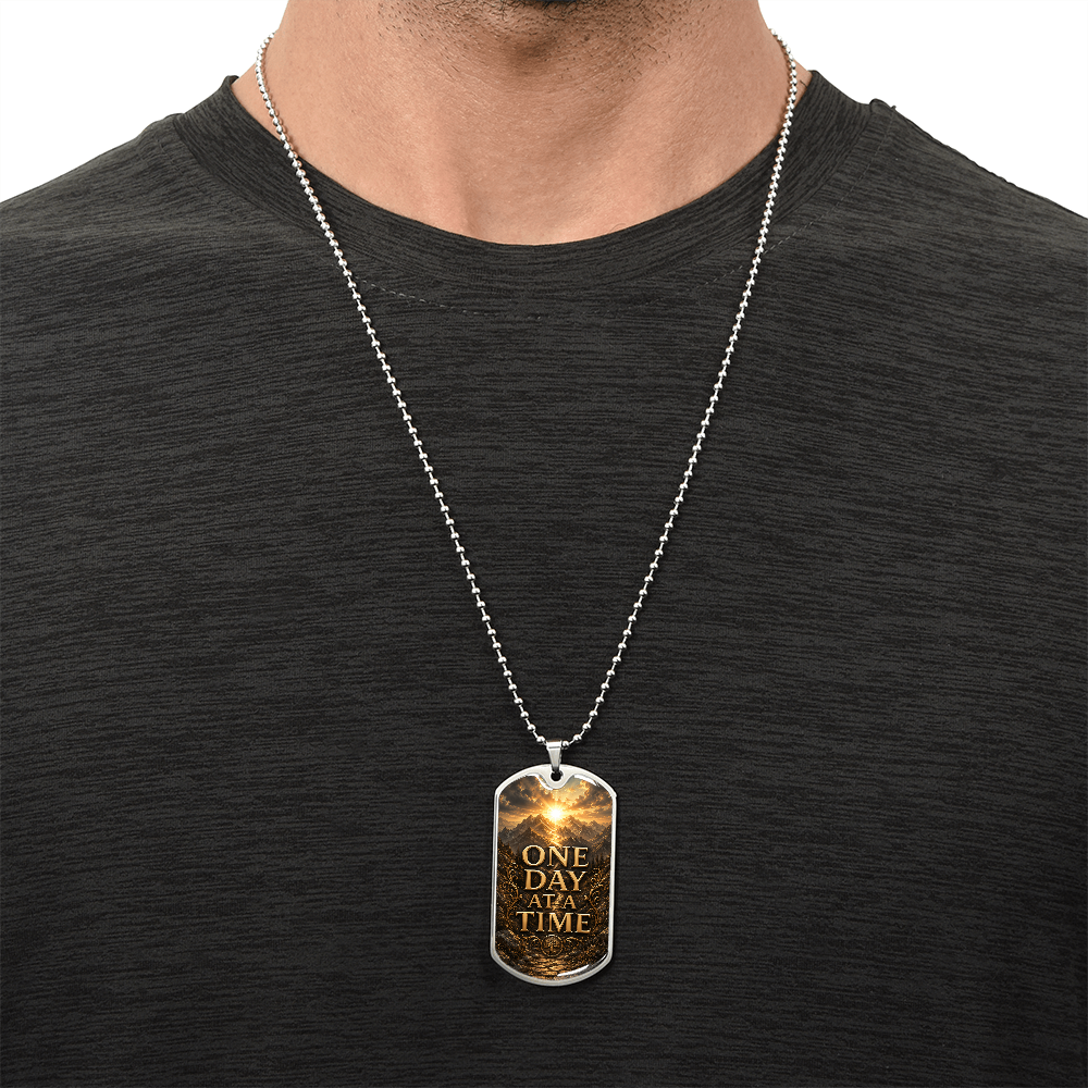 One Day At A Time Dog Tag Necklace