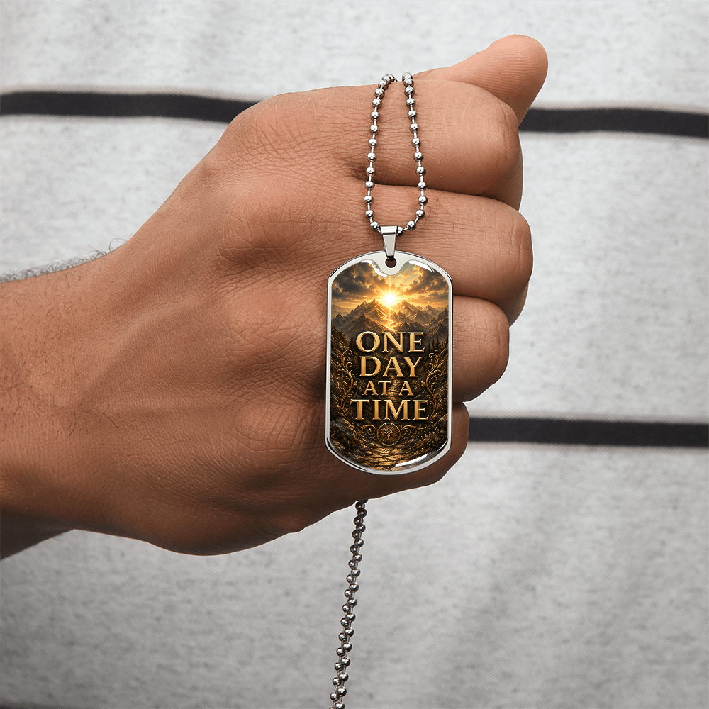 One Day At A Time Dog Tag Necklace