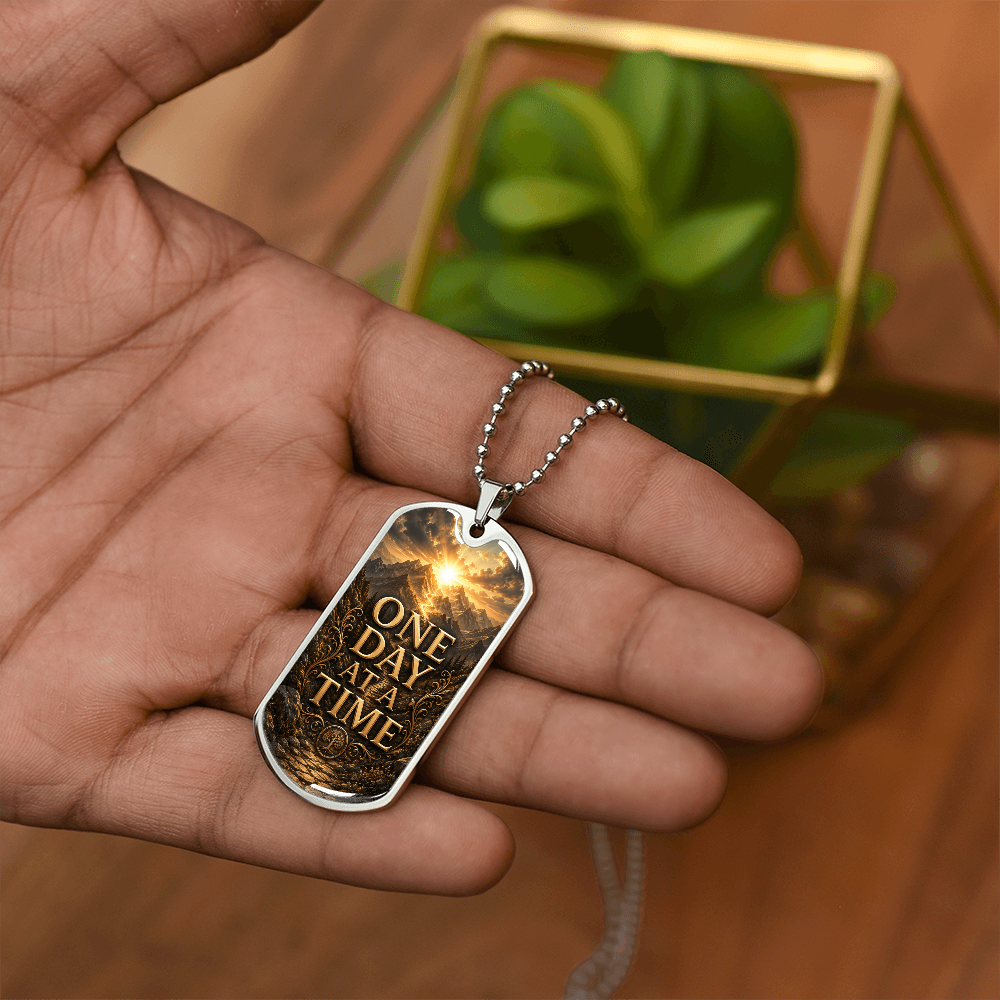 One Day At A Time Dog Tag Necklace