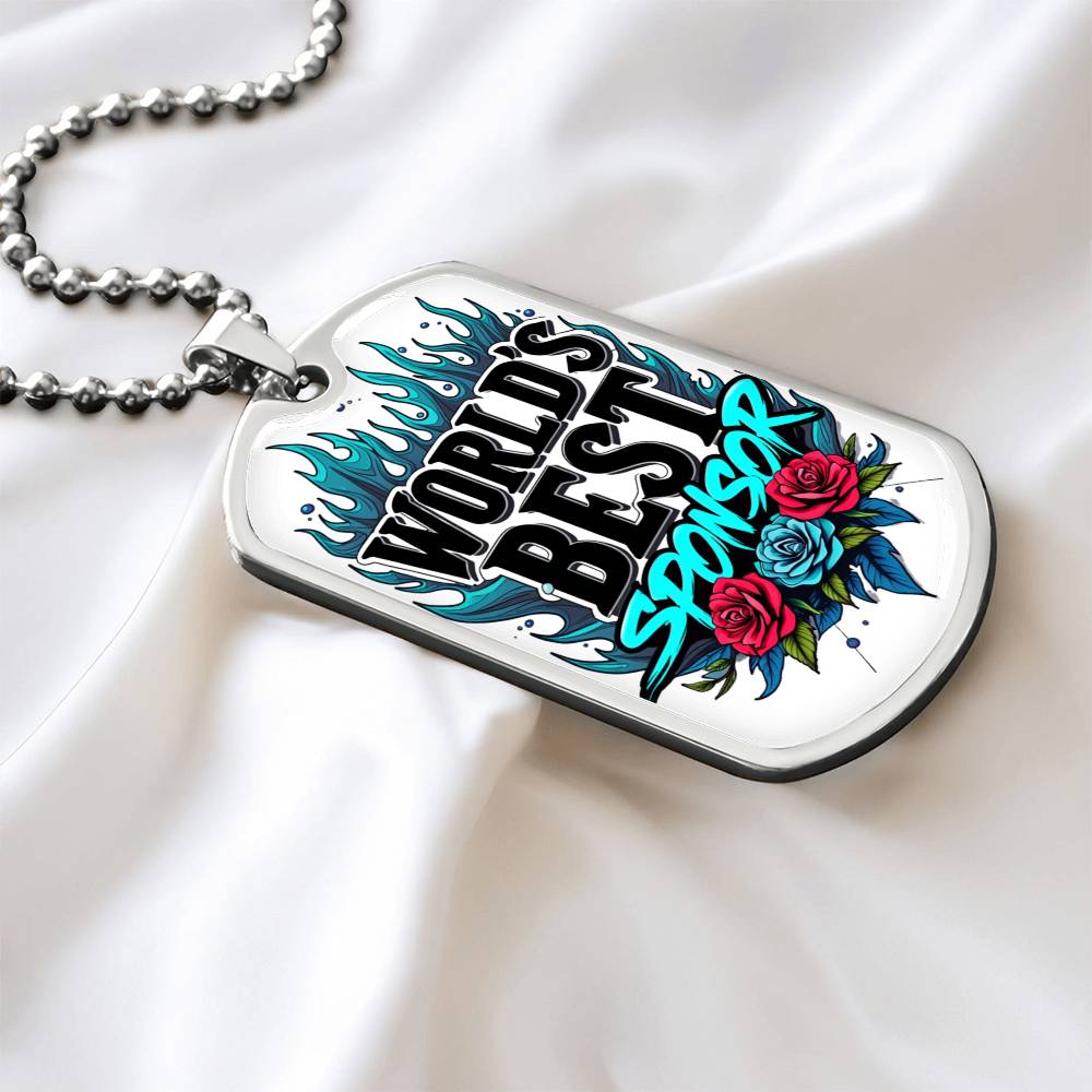 World's Best Sponsor Dog Tag Necklace ~ Sobriety Gift For Sponsor