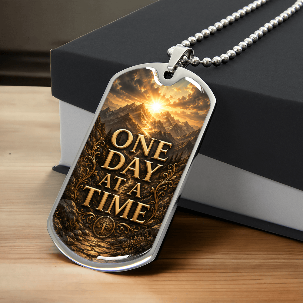 One Day At A Time Dog Tag Necklace