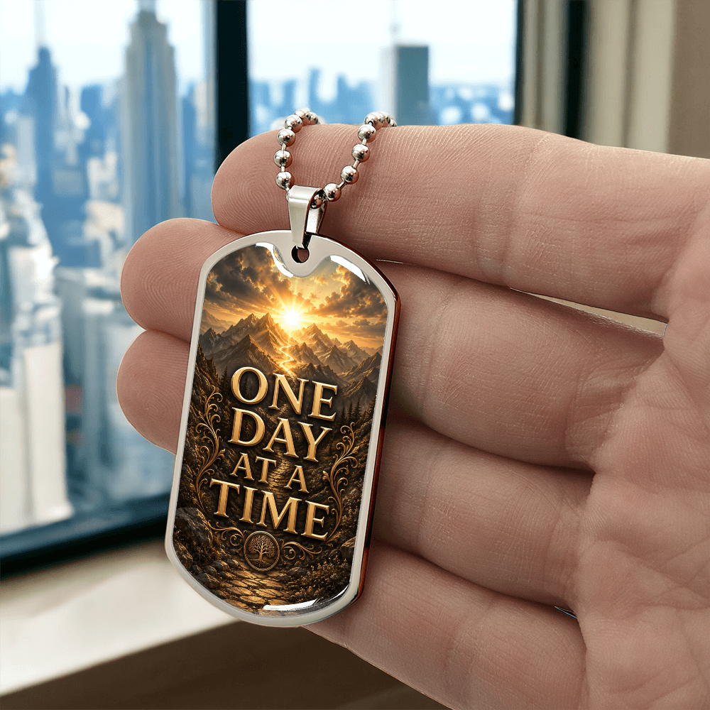 One Day At A Time Dog Tag Necklace