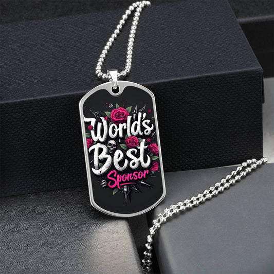 World's Best Sponsor Necklace ~ Sobriety Dog Tag Necklace Gift For Sponsor