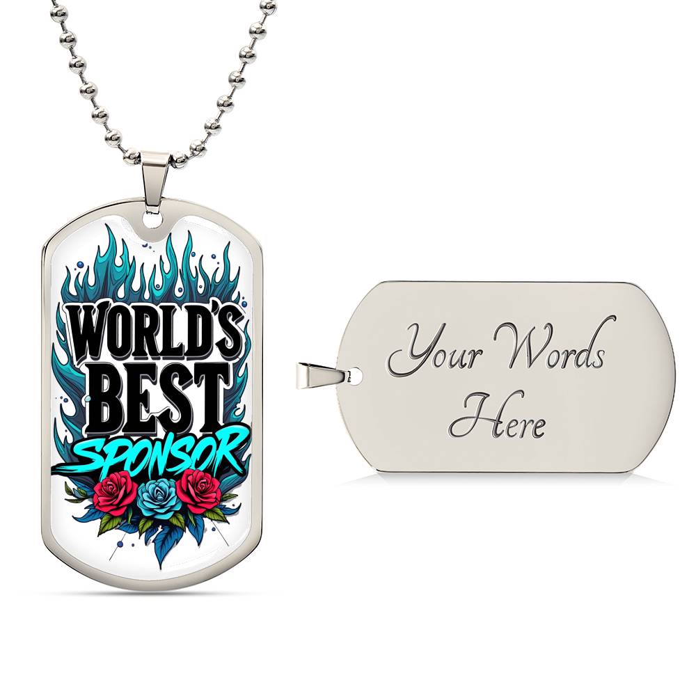 World's Best Sponsor Dog Tag Necklace ~ Sobriety Gift For Sponsor