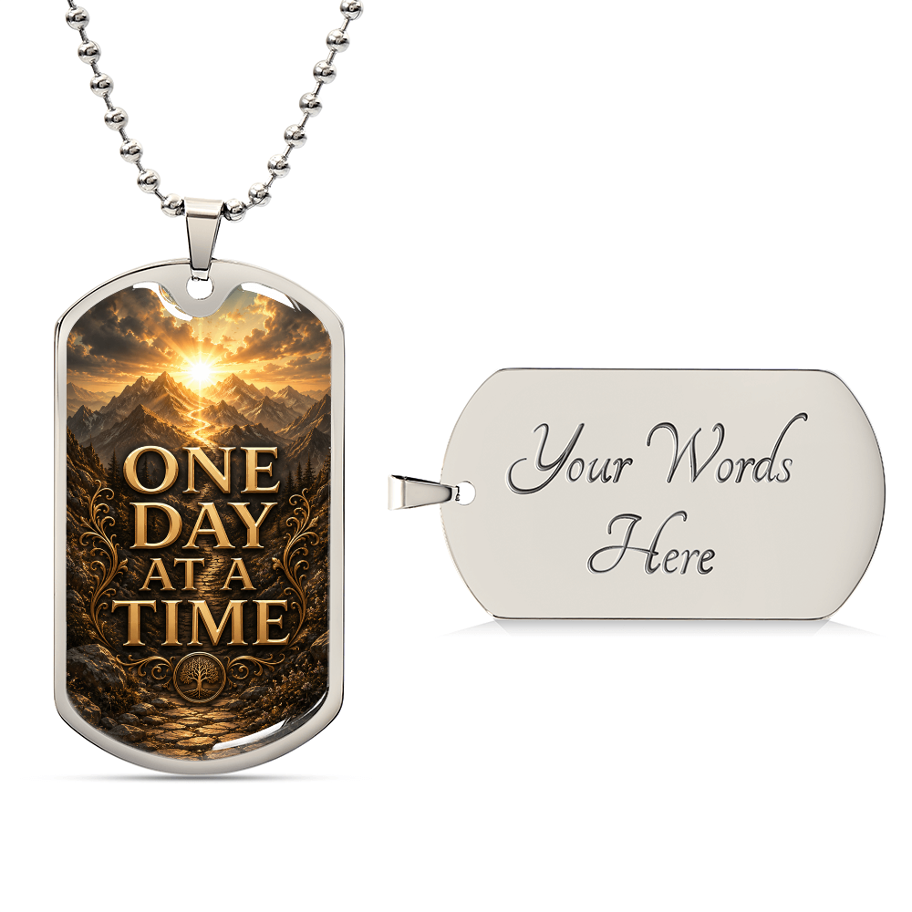 One Day At A Time Dog Tag Necklace