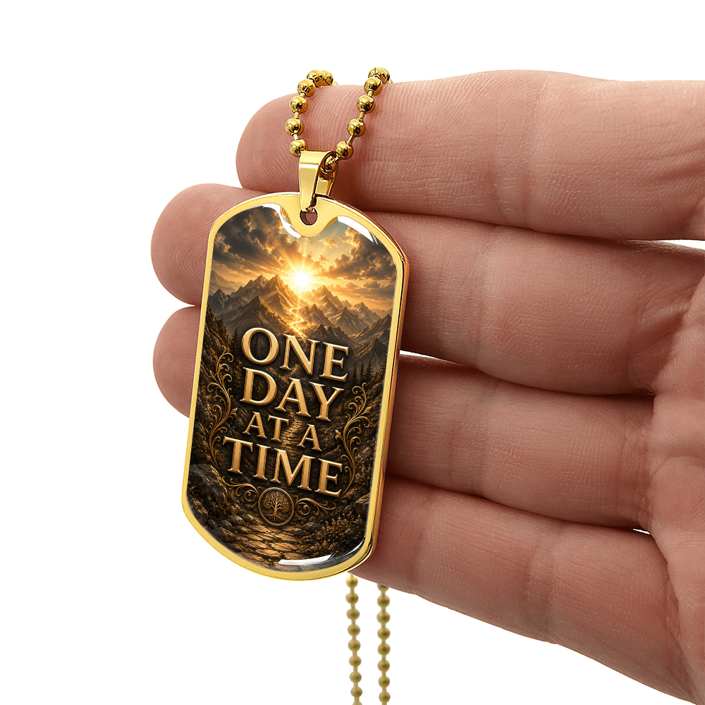 One Day At A Time Dog Tag Necklace