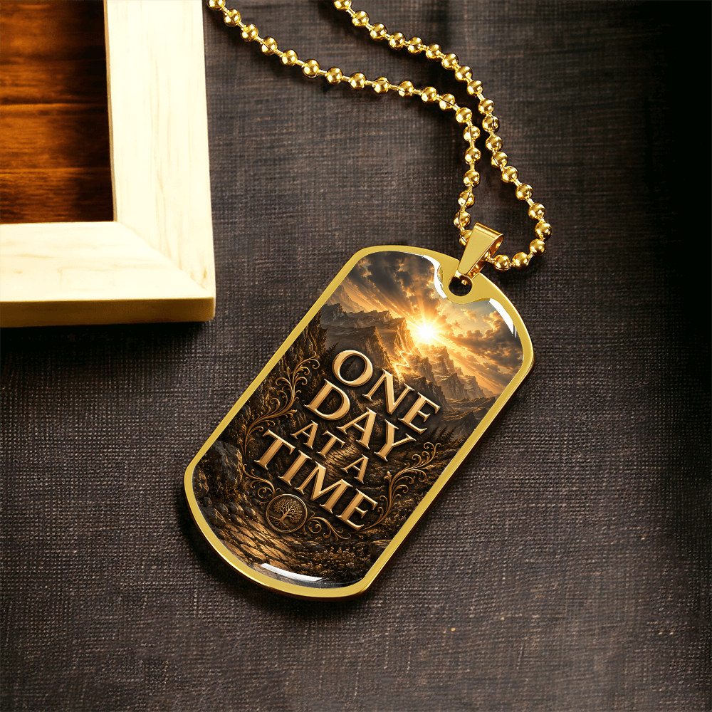 One Day At A Time Dog Tag Necklace