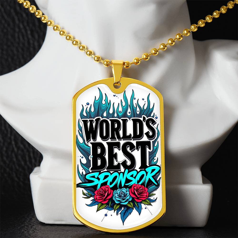 World's Best Sponsor Dog Tag Necklace ~ Sobriety Gift For Sponsor