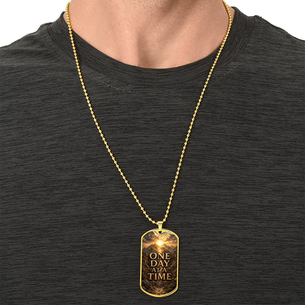 One Day At A Time Dog Tag Necklace