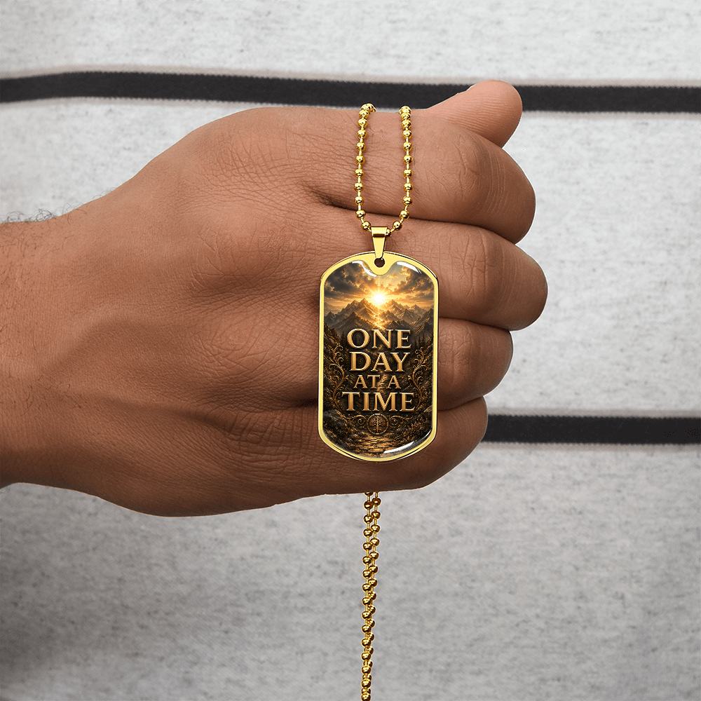 One Day At A Time Dog Tag Necklace