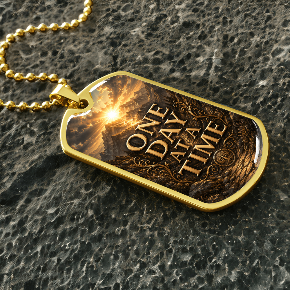 One Day At A Time Dog Tag Necklace
