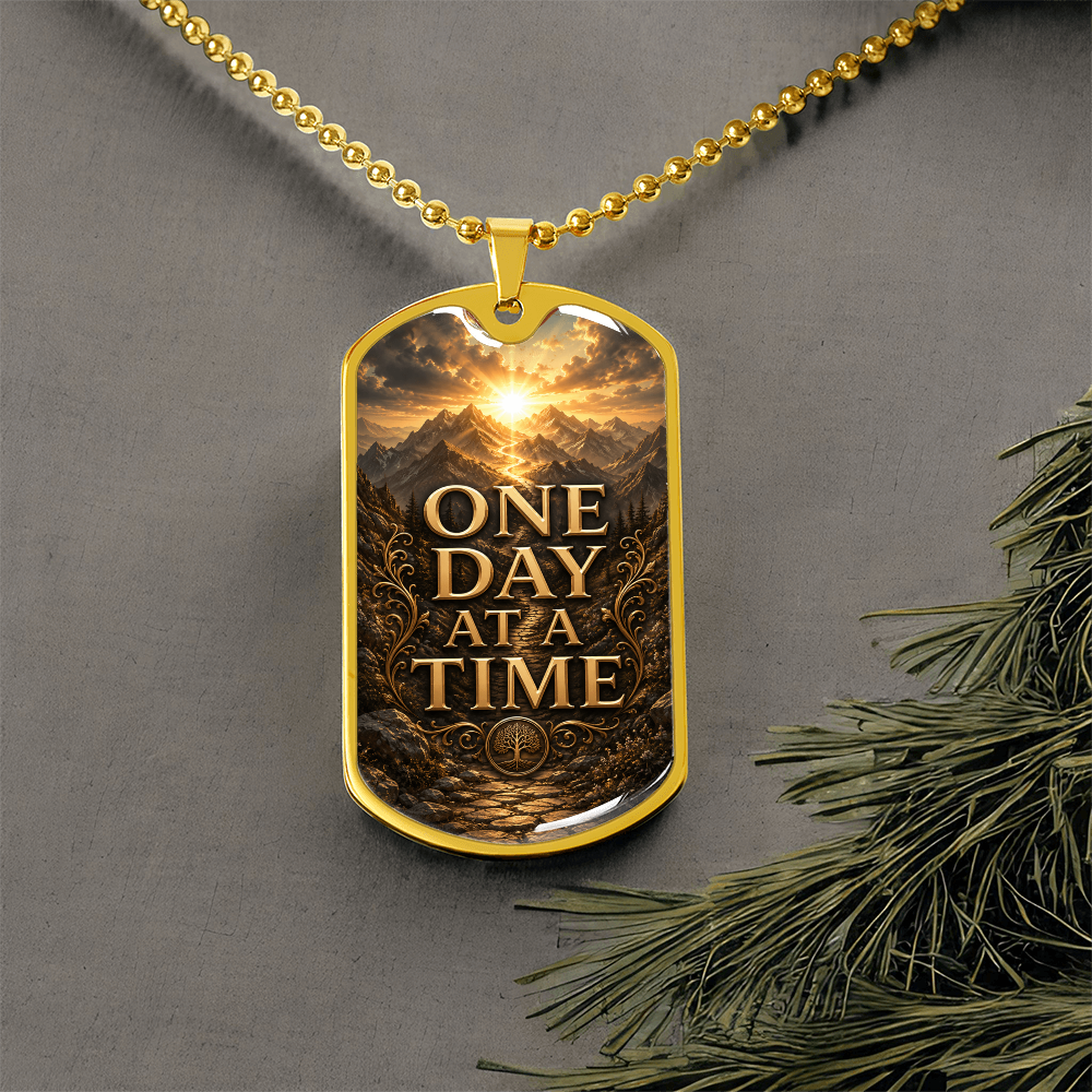 One Day At A Time Dog Tag Necklace