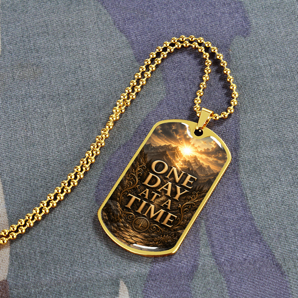 One Day At A Time Dog Tag Necklace