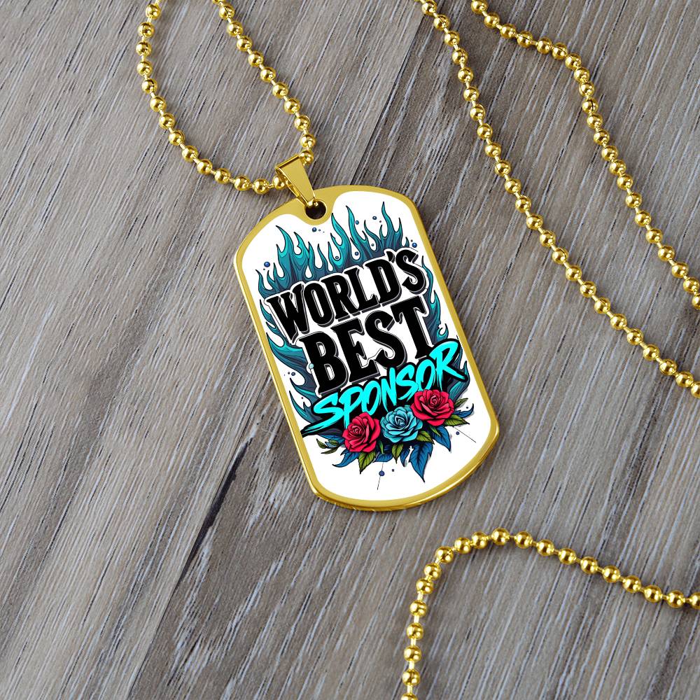 World's Best Sponsor Dog Tag Necklace ~ Sobriety Gift For Sponsor