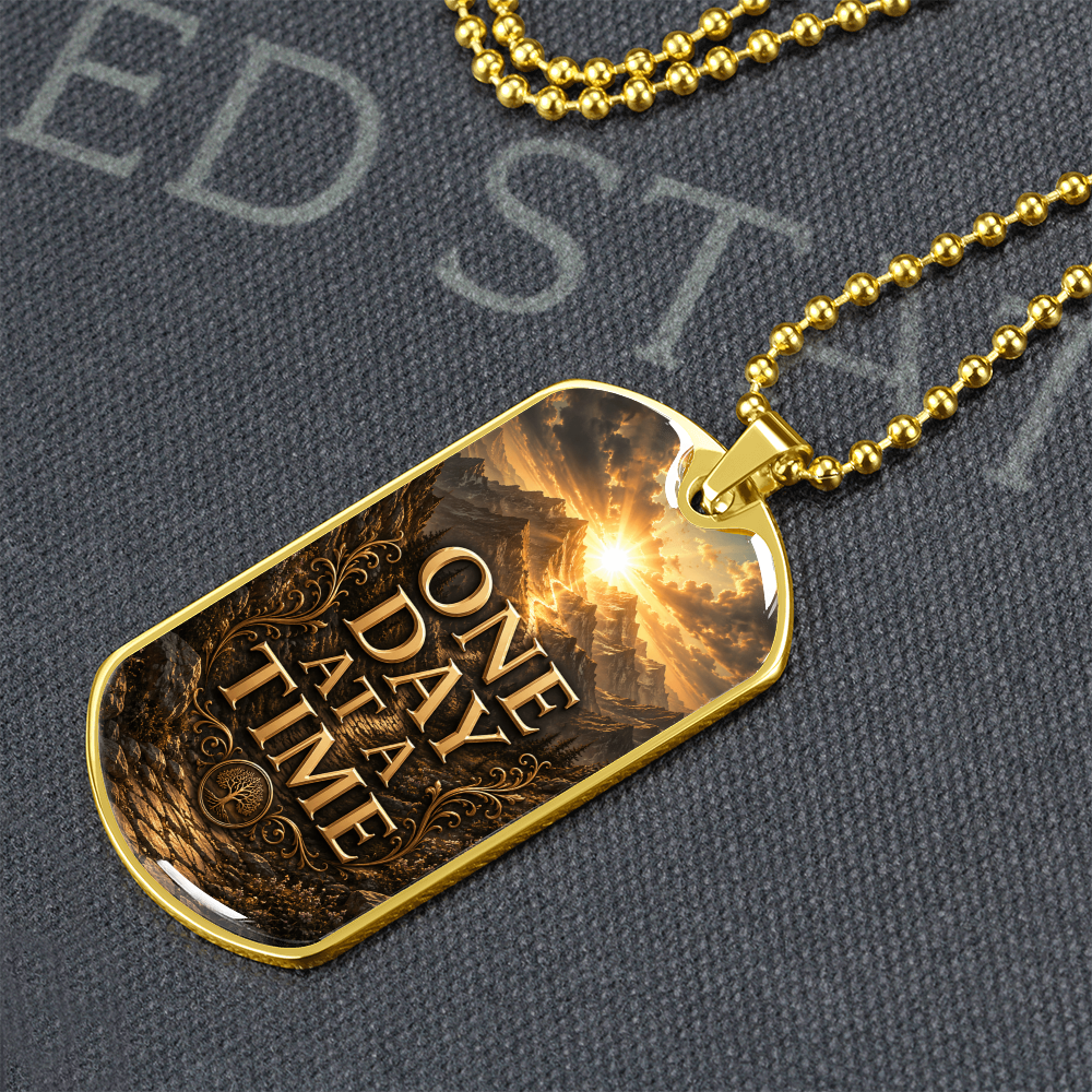 One Day At A Time Dog Tag Necklace