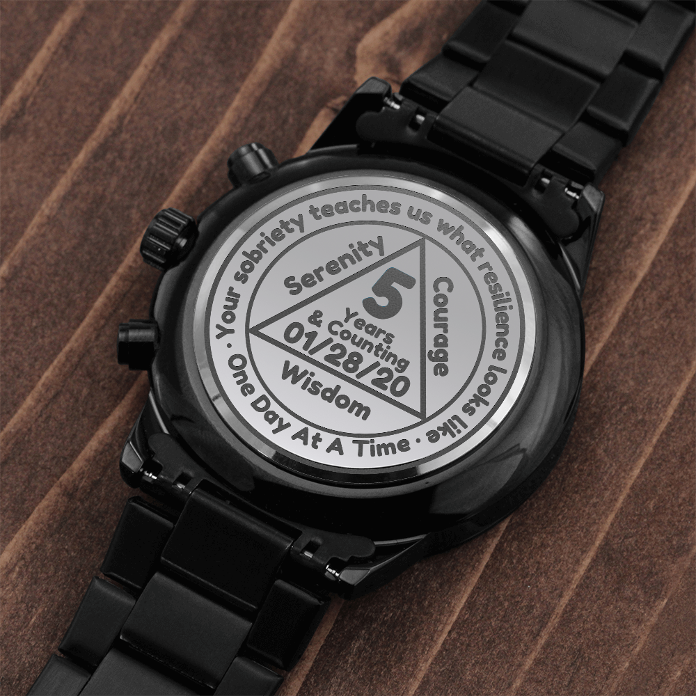 Customizable Sobriety Milestone Watch with Personalized Engraving