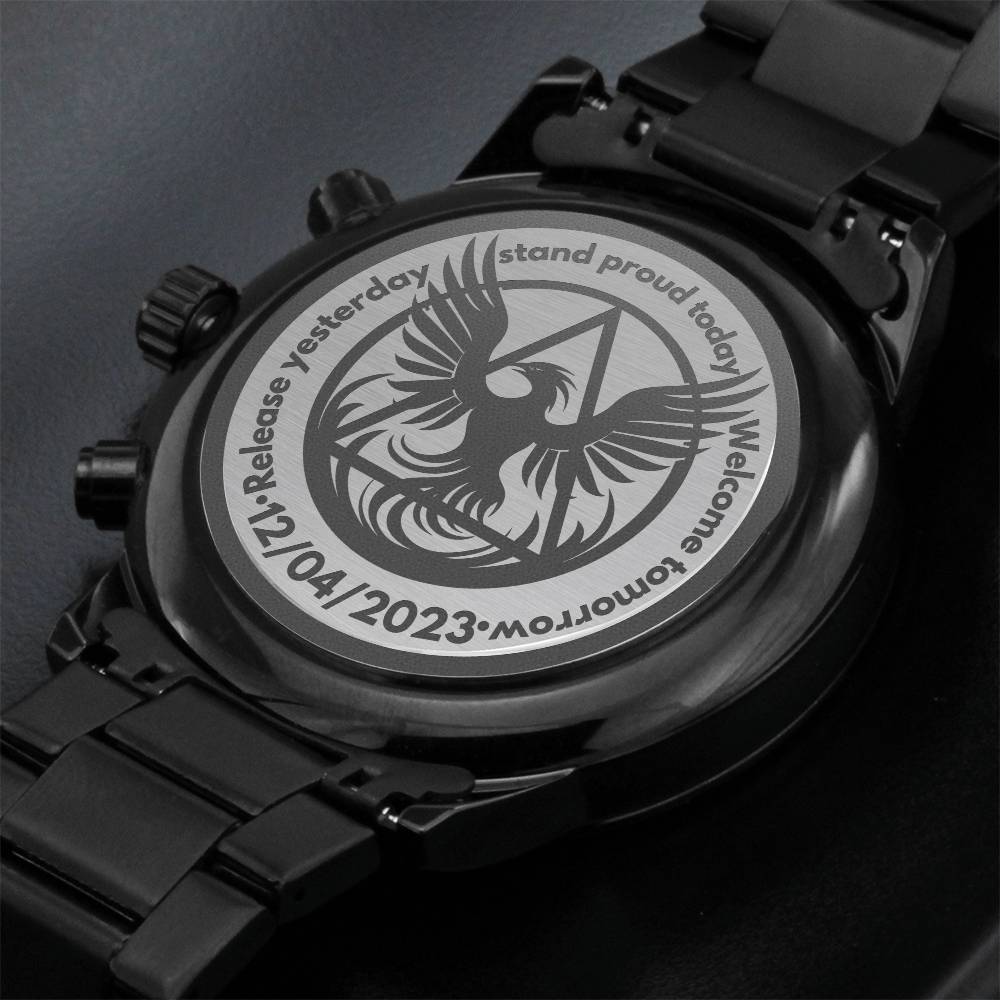 Personalized Sobriety Watch with Phoenix & Date Engraving