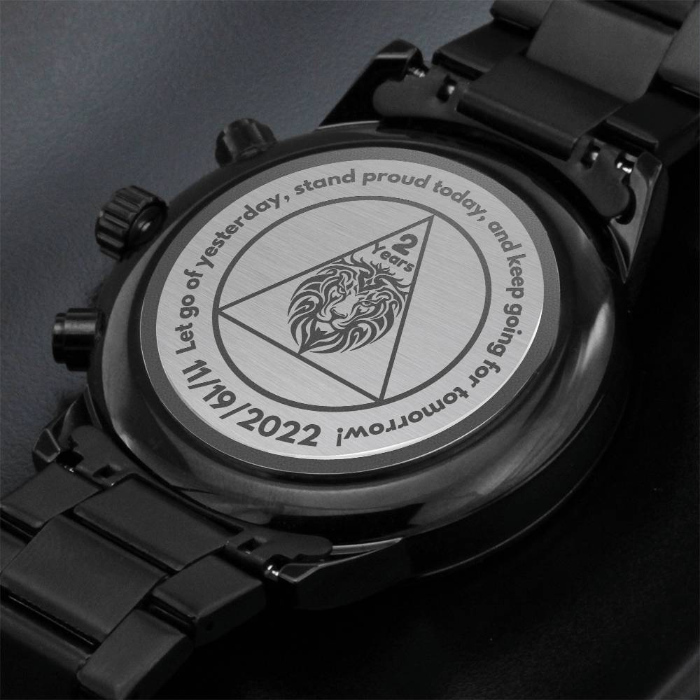 Engraved Sobriety Milestone Watch - Personalized Date Gift for Recovery