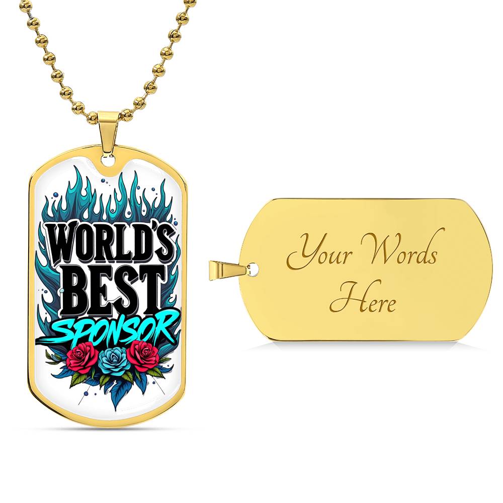 World's Best Sponsor Dog Tag Necklace ~ Sobriety Gift For Sponsor