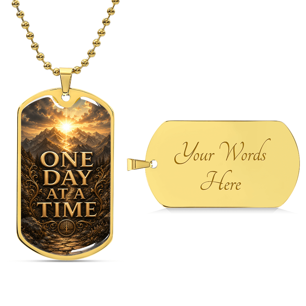 One Day At A Time Dog Tag Necklace