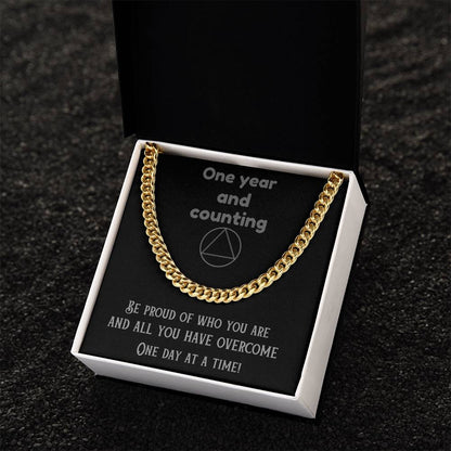 Gold-tone curb-link chain necklace in a white gift box