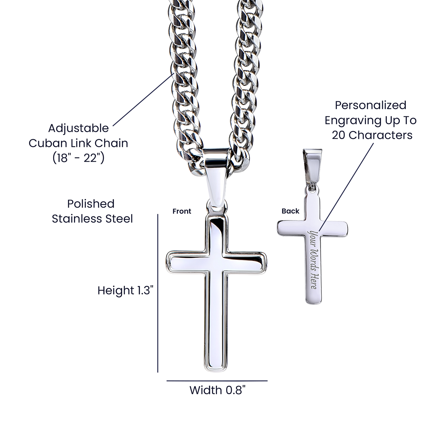 Engraved Cross Necklace — Sobriety Milestone Gift
