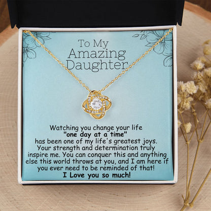 To My Amazing Daughter Necklace – Heartfelt Gift for Daughter in Recovery | 14k Gold or Silver Finish with Message Card
