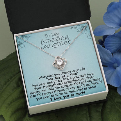 To My Amazing Daughter Necklace – Heartfelt Gift for Daughter in Recovery | 14k Gold or Silver Finish with Message Card