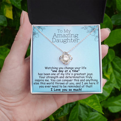To My Amazing Daughter Necklace – Heartfelt Gift for Daughter in Recovery | 14k Gold or Silver Finish with Message Card