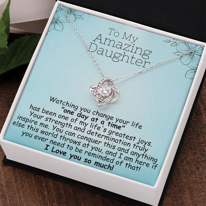 To My Amazing Daughter Necklace – Heartfelt Gift for Daughter in Recovery | 14k Gold or Silver Finish with Message Card