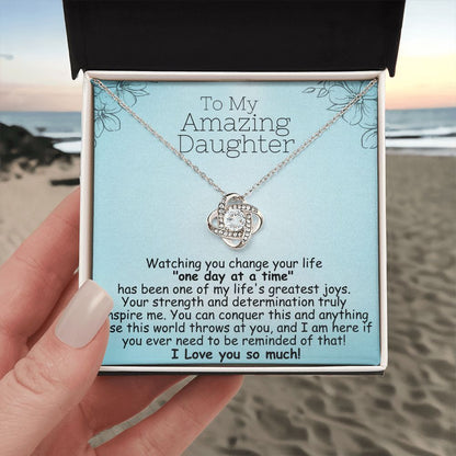 To My Amazing Daughter Necklace – Heartfelt Gift for Daughter in Recovery | 14k Gold or Silver Finish with Message Card